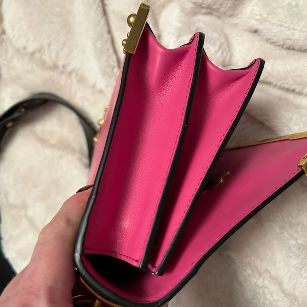 PRADA🩷City Calfskin saffiano cahier fuxia black bag💥sale!!!🔥 - Picture 10 of 13
